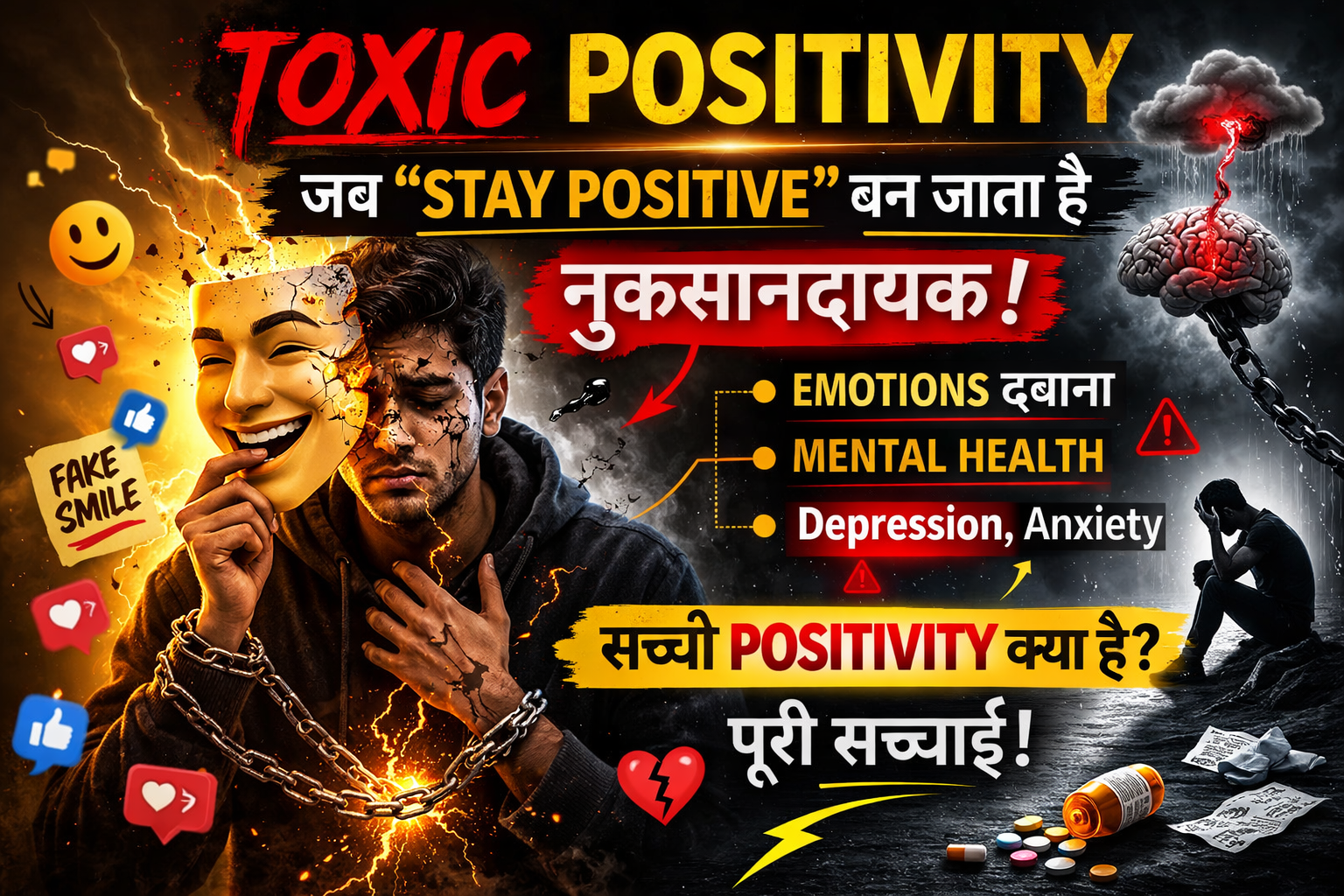 Toxic Positivity क्या है और कैसे “Stay Positive” का दबाव mental health को नुकसान पहुँचाता है? जानिए पूरी सच्चाई हिंदी में।