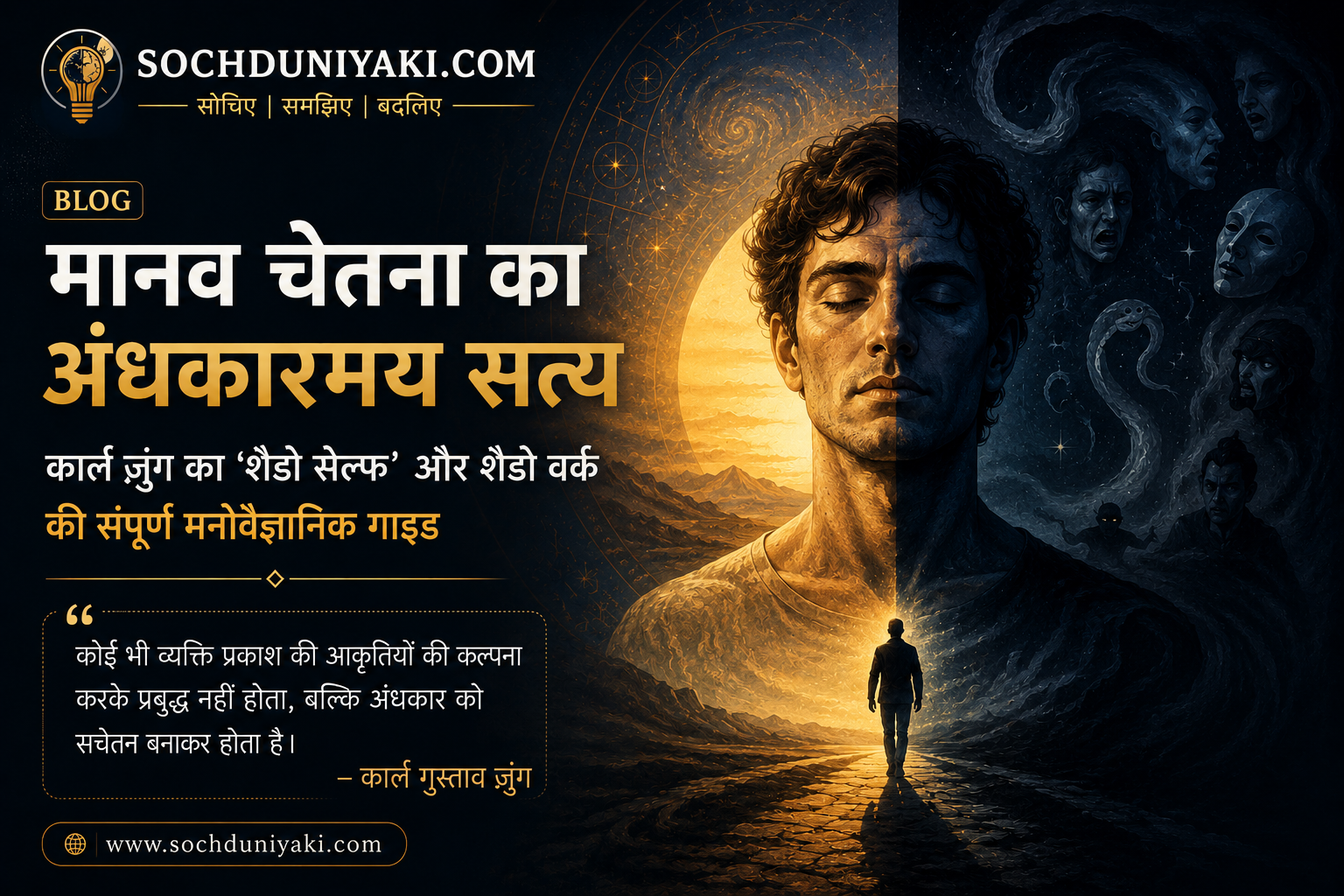 कार्ल जुंग के Shadow Self और मानव चेतना के अंधकारमय सत्य पर आधारित सिनेमैटिक ब्लॉग बैनर